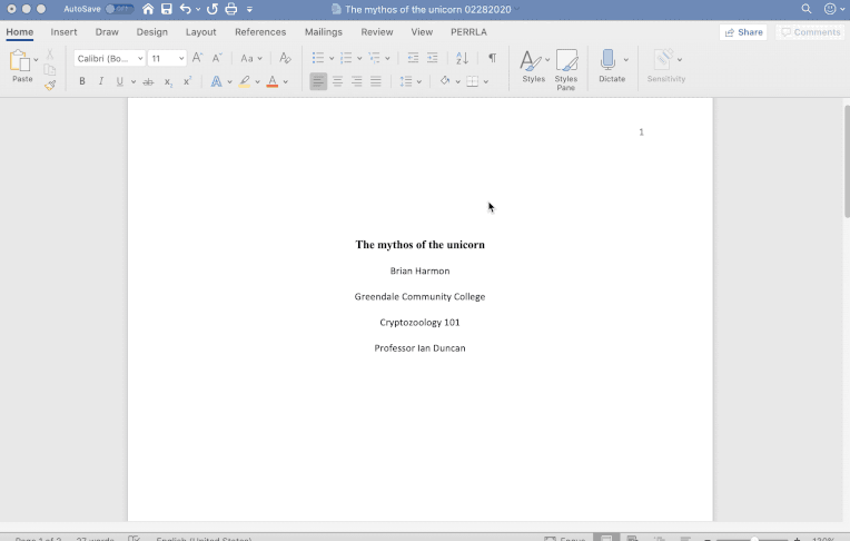 Modifying the APA style's font in the Word Styles pane