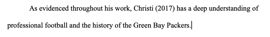 Example sentence with the author's name included as a narrative citation
