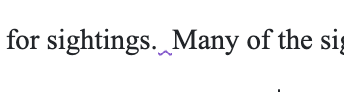 Purple wavy underline beneath a word in a paper