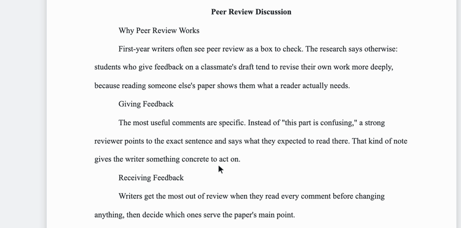 Highlighting a line in a PERRLA Online paper, opening the Text style dropdown in the formatting balloon, and choosing Heading 2